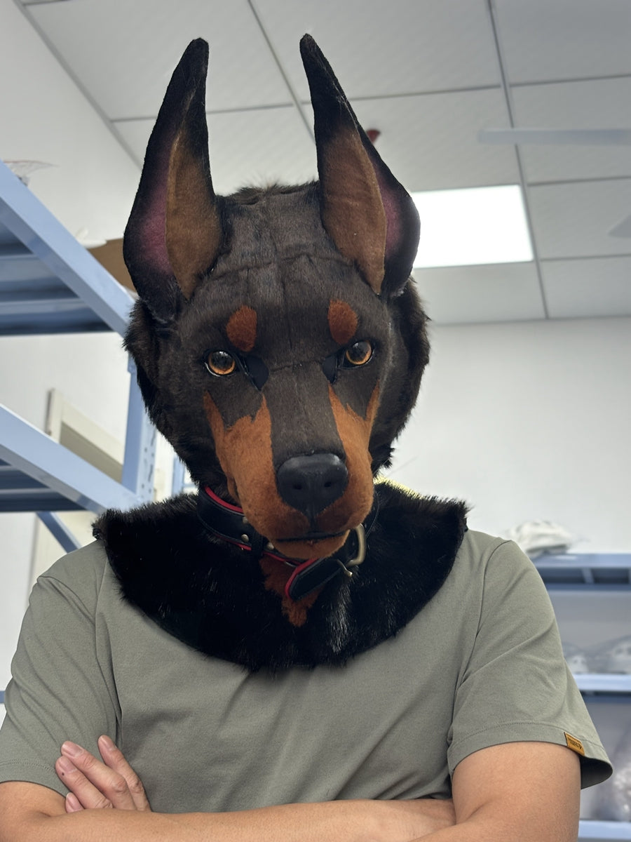 [Premade] Doberman Dog Realistic Fursuit Head Movable Jaw