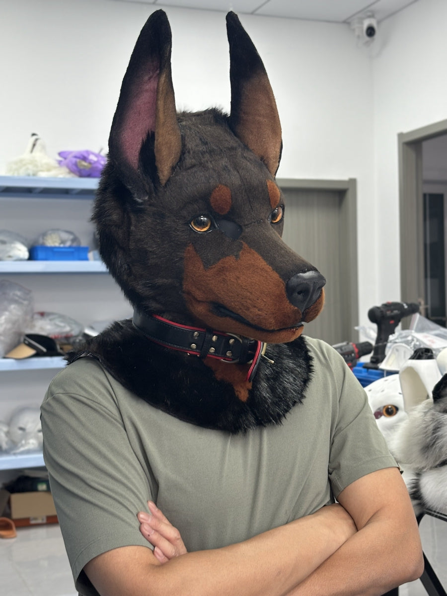 [Premade] Doberman Dog Realistic Fursuit Head Movable Jaw