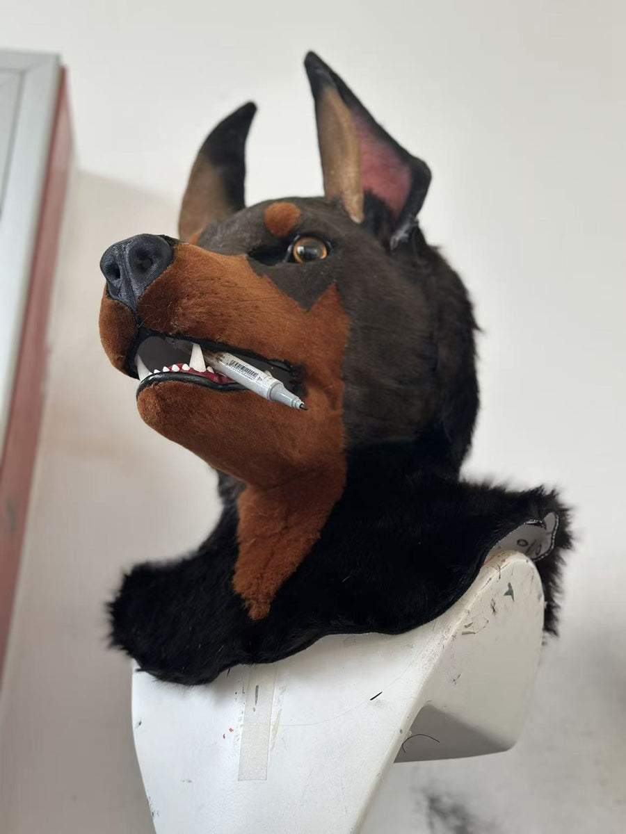 [Premade] Doberman Dog Realistic Fursuit Head Movable Jaw