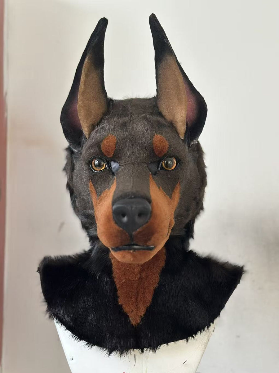 [Premade] Doberman Dog Realistic Fursuit Head Movable Jaw