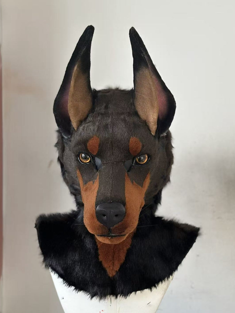 [Premade] Doberman Dog Realistic Fursuit Head Movable Jaw