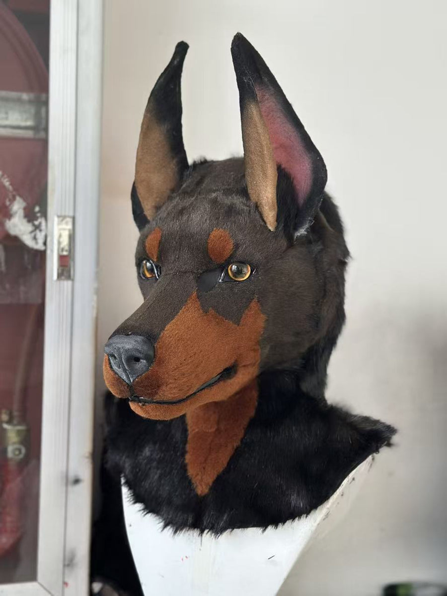 [Premade] Doberman Dog Realistic Fursuit Head Movable Jaw