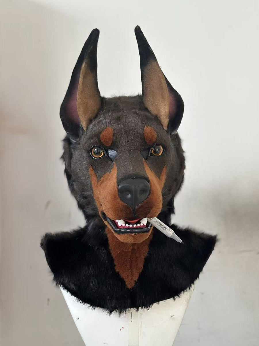 [Premade] Doberman Dog Realistic Fursuit Head Movable Jaw