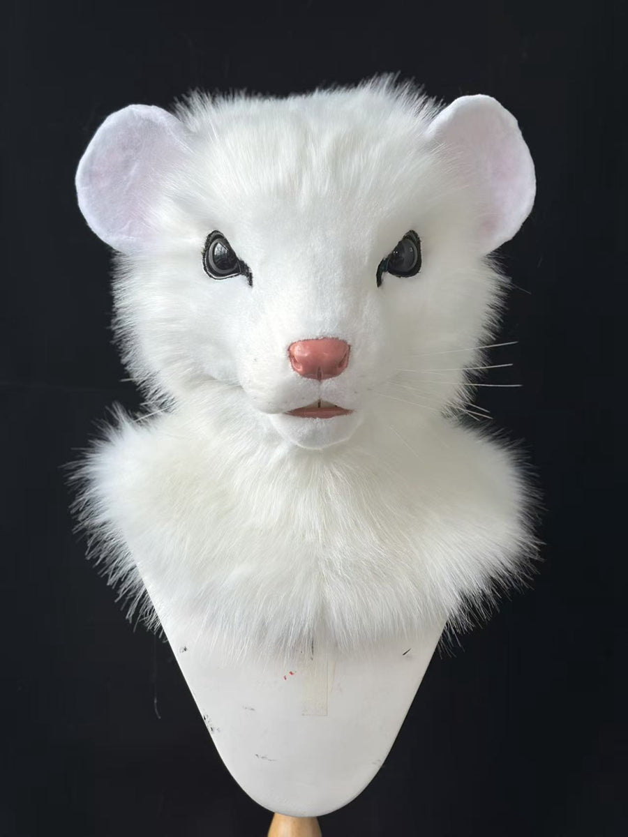 [Premade] White Rat Realistic Fursuit Head Movable Jaw