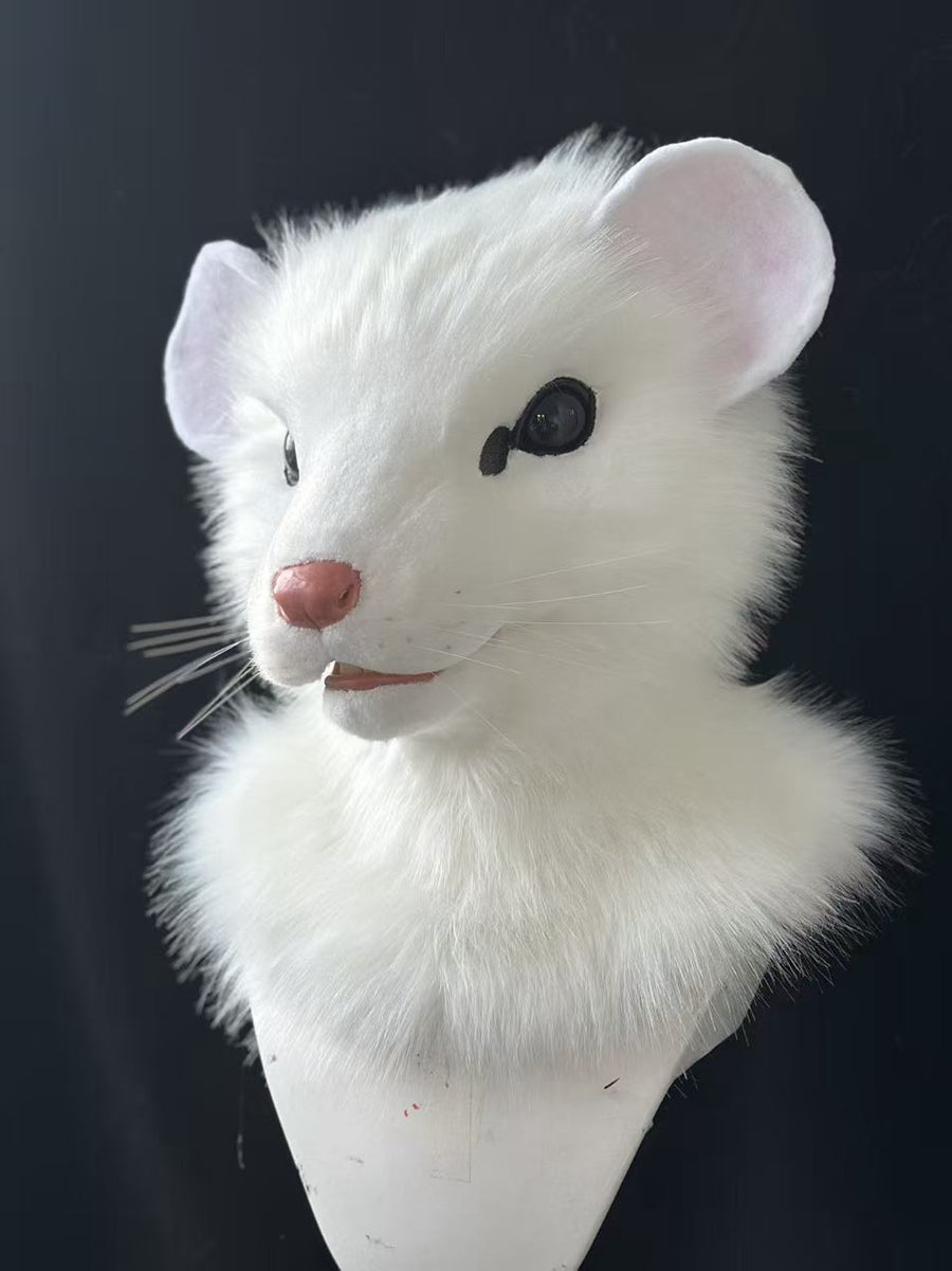 [Premade] White Rat Realistic Fursuit Head Movable Jaw