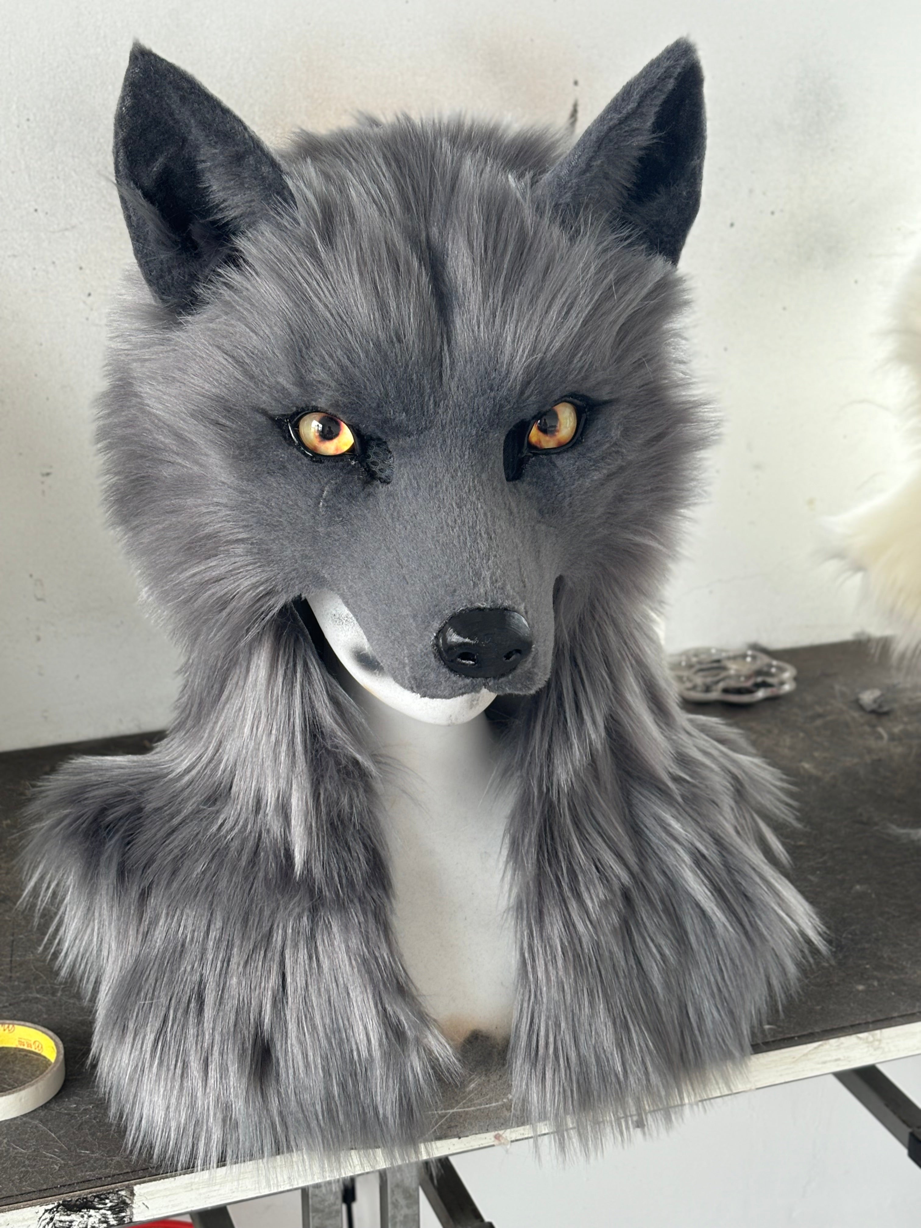 [MTO]Wolf Realistic Fursuit Hat Headdress Costumes Halloween Headpiece