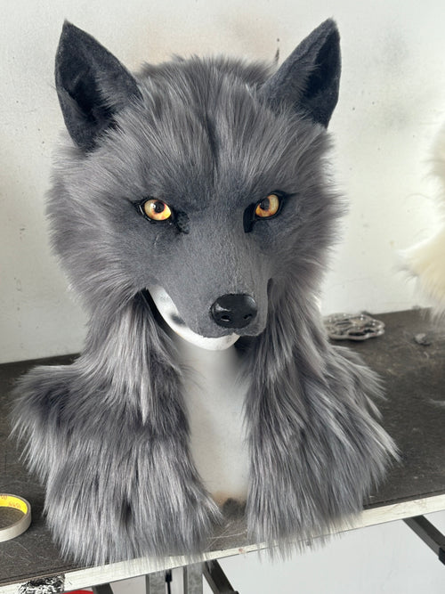 [MTO]Wolf Realistic Fursuit Hat Headdress Costumes Halloween Headpiece