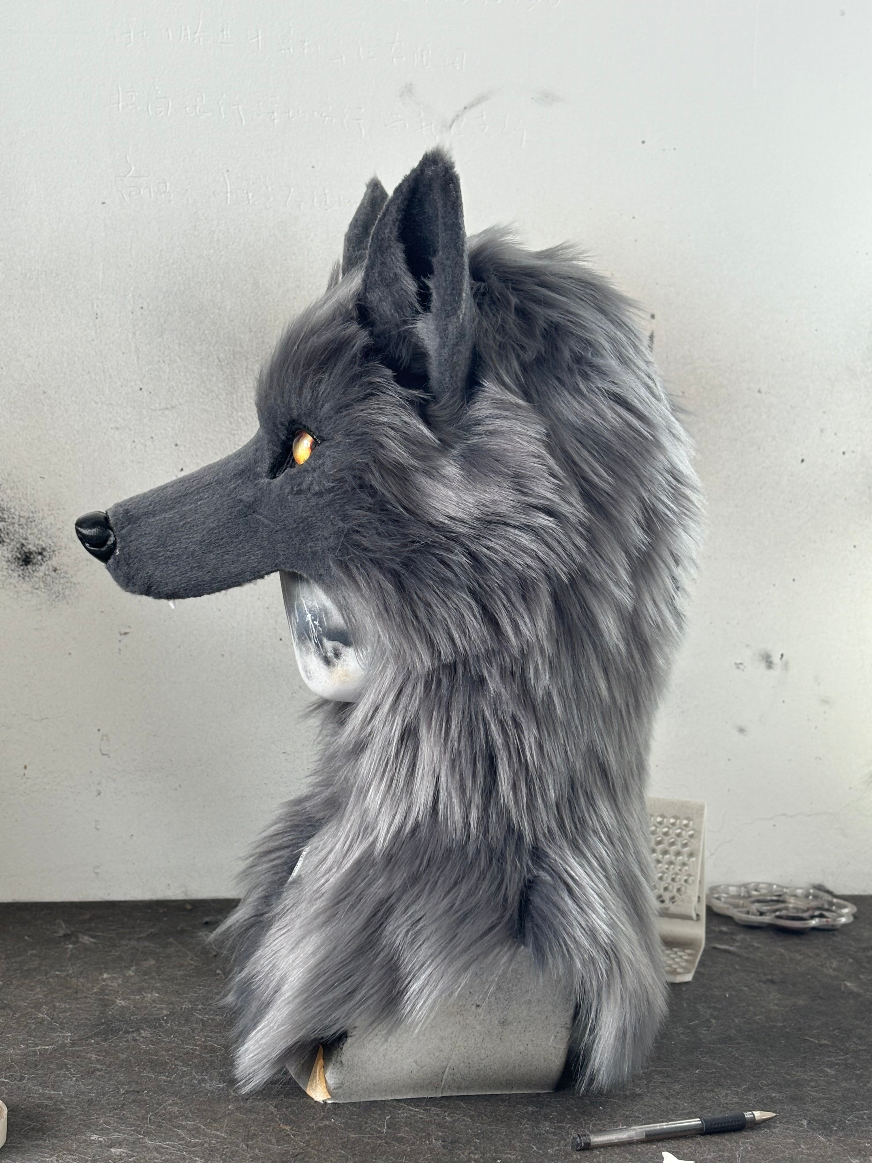 [MTO]Wolf Realistic Fursuit Hat Headdress Costumes Halloween Headpiece
