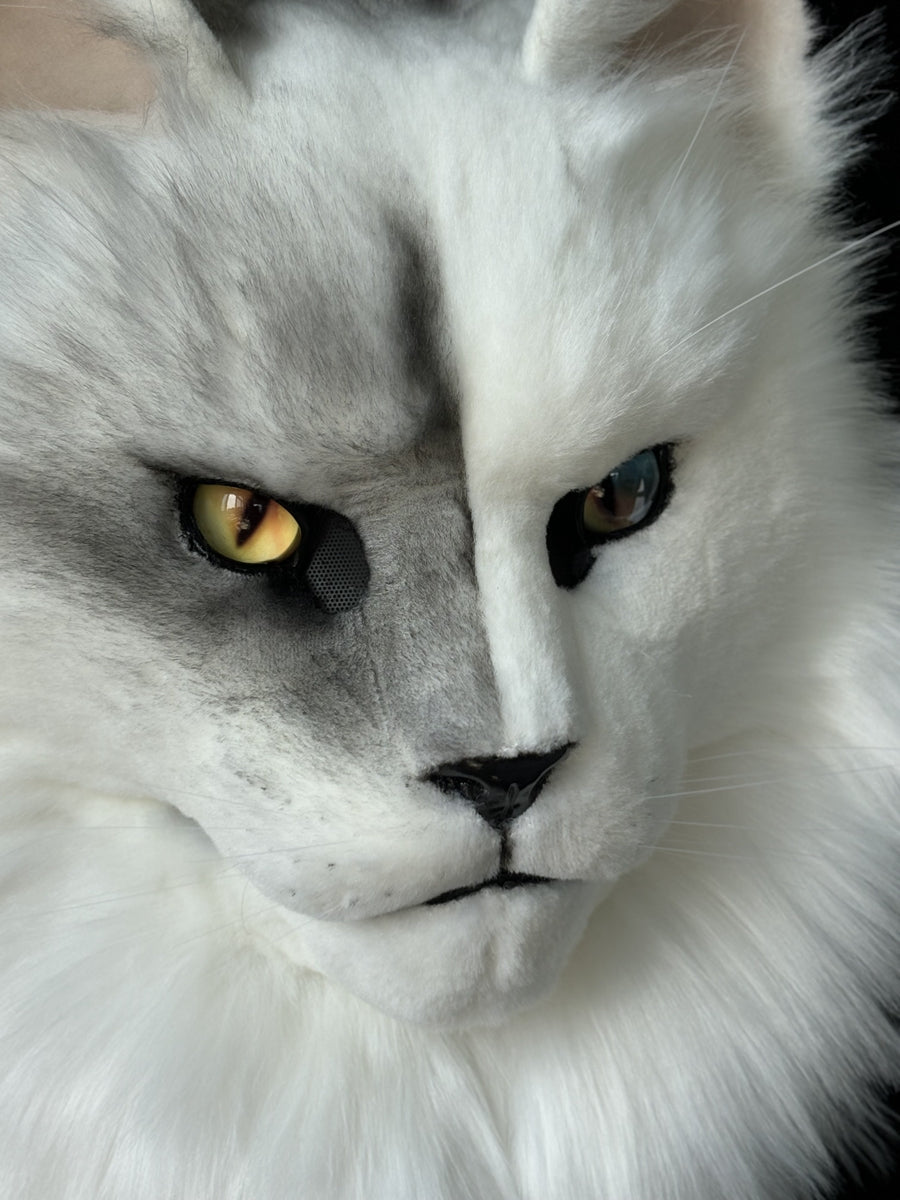 [Premade] Maine Coon cat Realistic Fursuit Head Movable Jaw Headpiece Furry Costumes