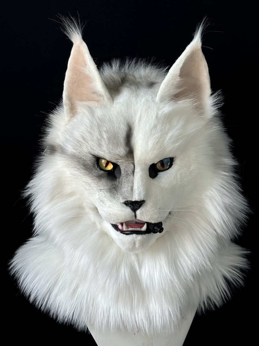 [Premade] Maine Coon cat Realistic Fursuit Head Movable Jaw Headpiece Furry Costumes