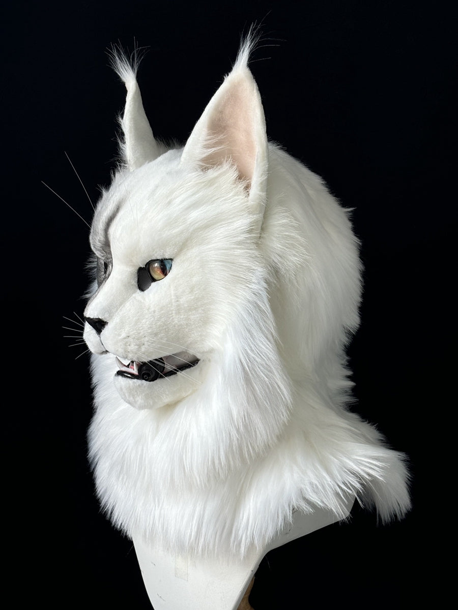 [Premade] Maine Coon cat Realistic Fursuit Head Movable Jaw Headpiece Furry Costumes