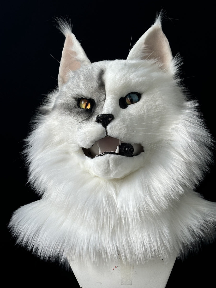 [Premade] Maine Coon cat Realistic Fursuit Head Movable Jaw Headpiece Furry Costumes