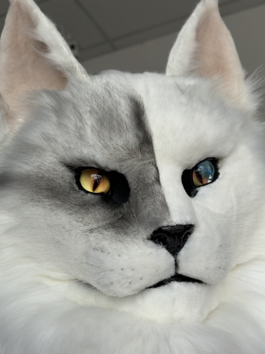 [Premade] Maine Coon cat Realistic Fursuit Head Movable Jaw Headpiece Furry Costumes