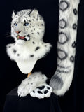 [Premade] Snow Leopard Realistic Fursuit Partial Movable Jaw Headpiece Furry Costumes