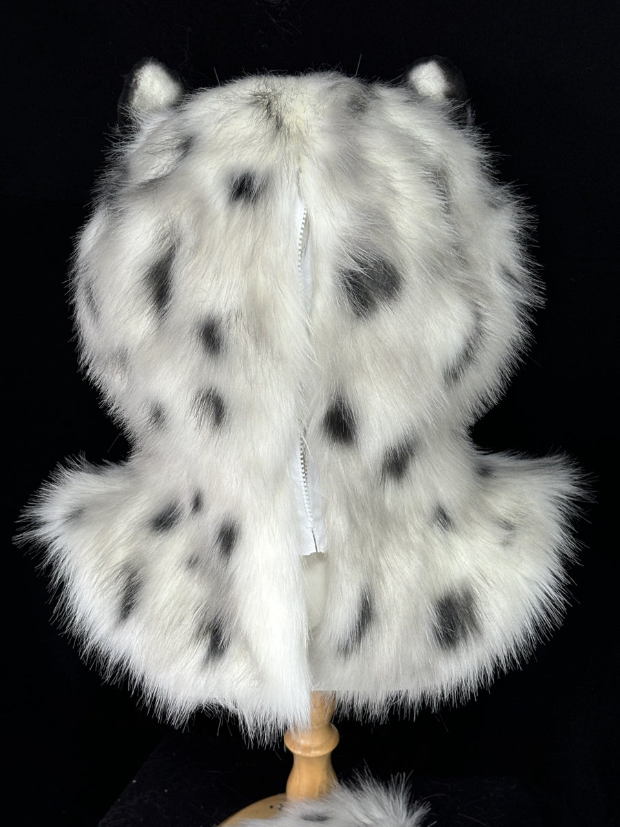 [Premade] Snow Leopard Realistic Fursuit Partial Movable Jaw Headpiece Furry Costumes