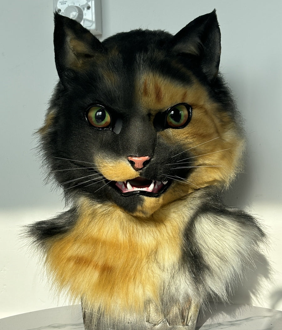 [Premade]Tortie Cat Movable Jaw Realistic Fursuit Head Costumes Headdress