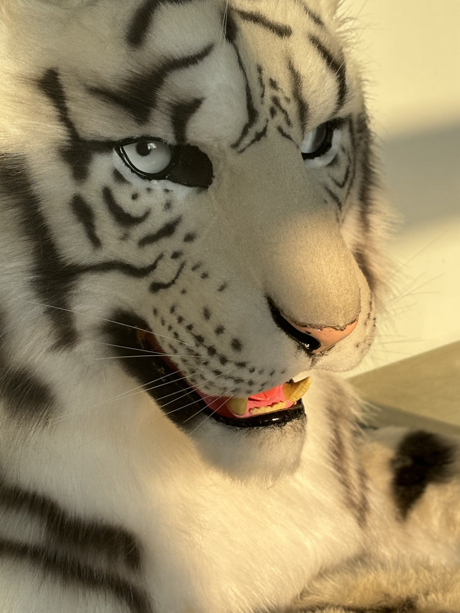 [Premade] White Tiger Realistic Fursuit Partial Movable Jaw Headpiece Furry Costumes