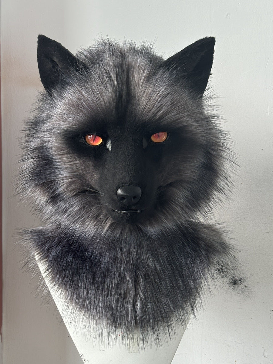 [Premade] Silver Fox Realistic Fursuit Head Movable Jaw Headpiece Furry Costumes