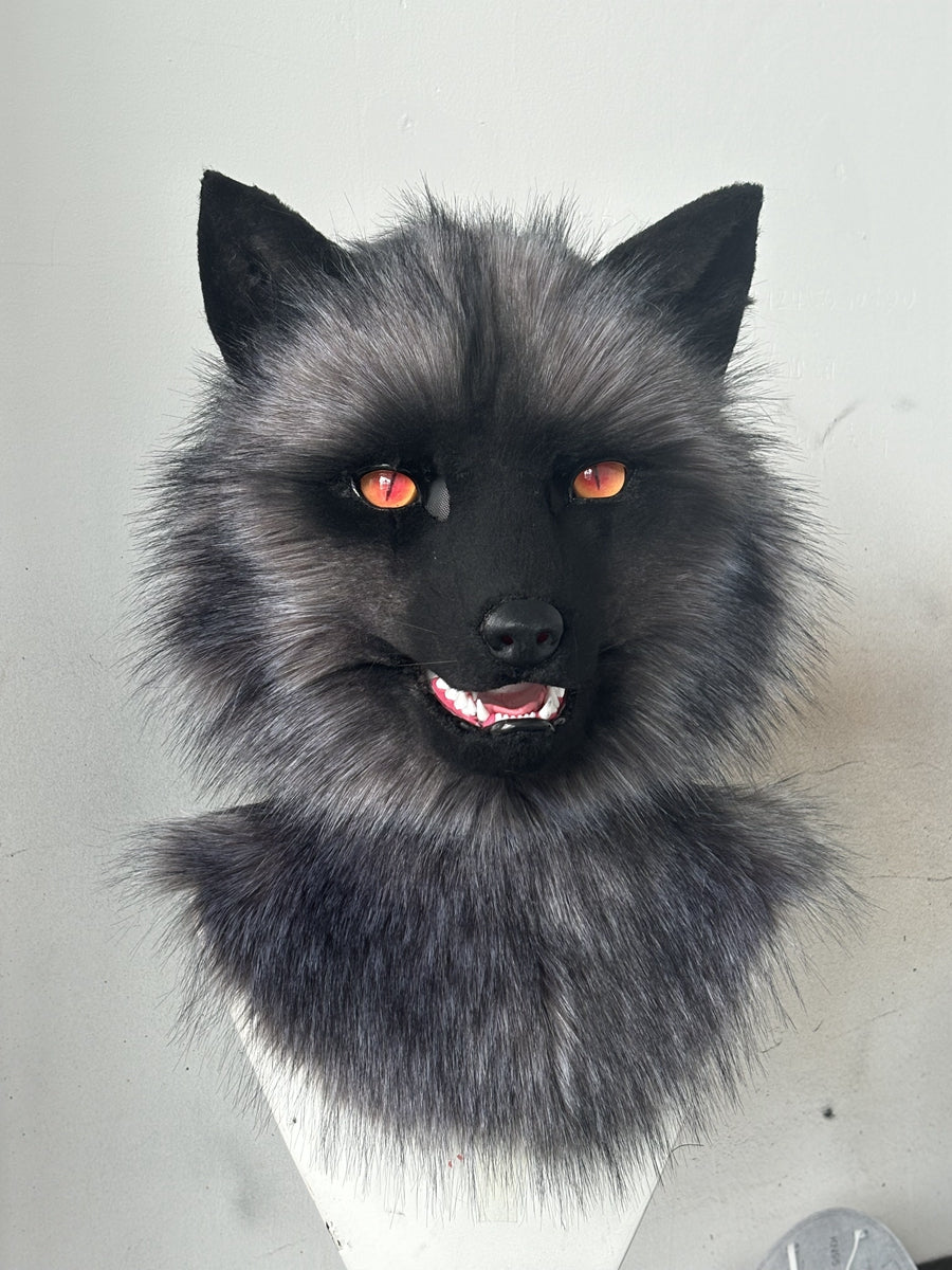 [Premade] Silver Fox Realistic Fursuit Head Movable Jaw Headpiece Furry Costumes