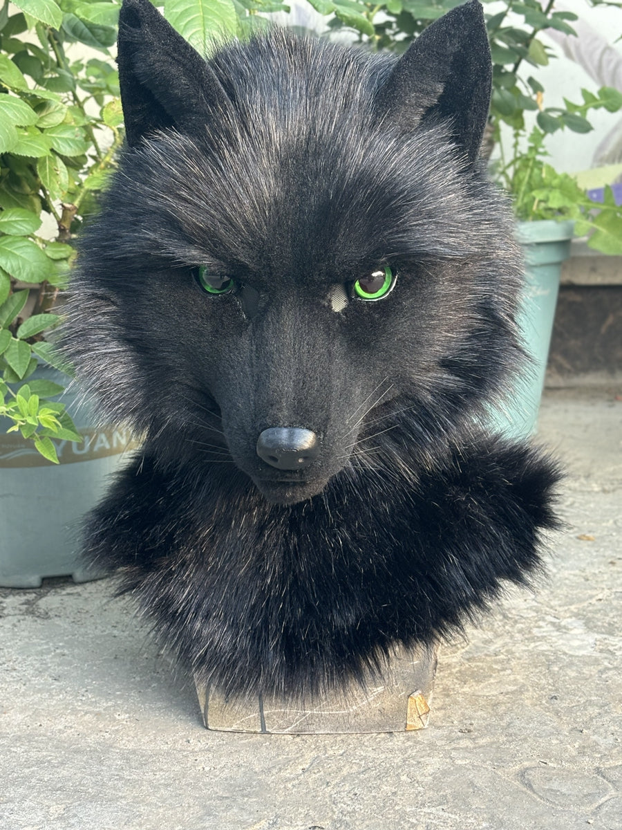 [Premade] Black Wolf Realistic Fursuit Partial Movable Jaw Werewolf Furry Costumes