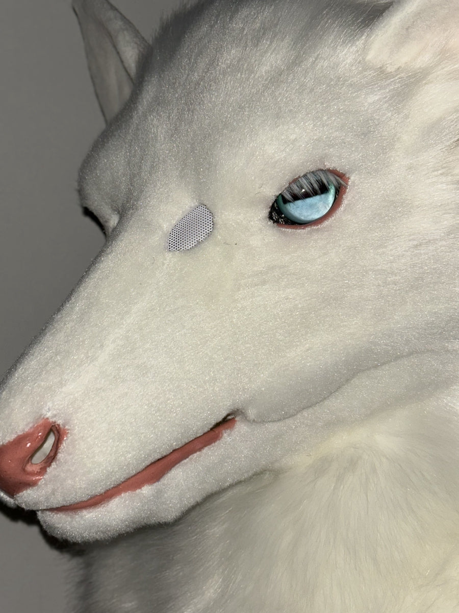 [Premade] White Deer Realistic Fursuit Head Movable Jaw Headpiece Furry Costumes