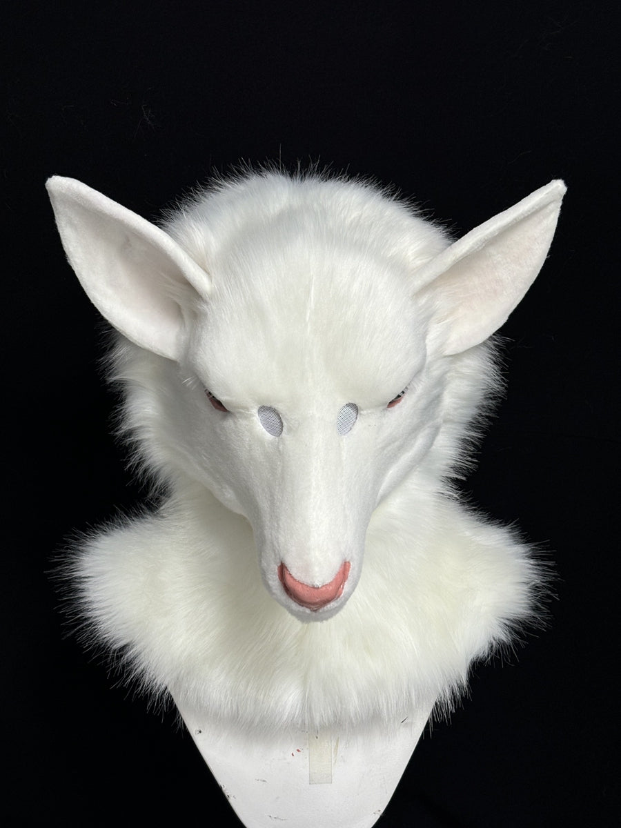 [Premade] White Deer Realistic Fursuit Head Movable Jaw Headpiece Furry Costumes