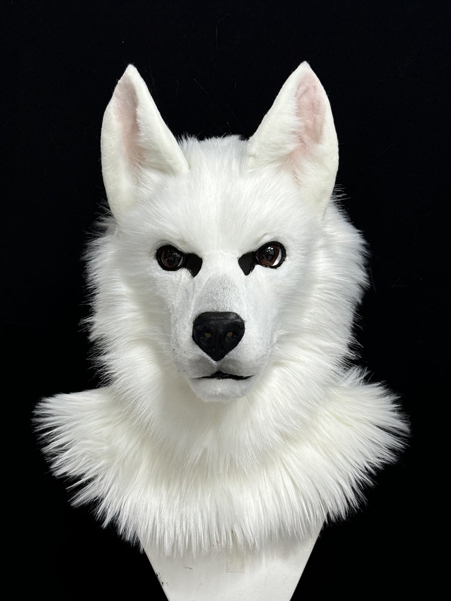 [Premade] White Shepherd Dog Realistic Fursuit Head Movable Jaw