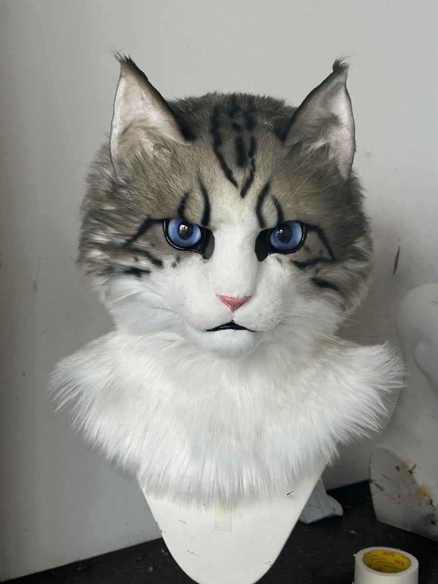 [Premade] Little Cat Realistic Fursuit Head Movable Jaw Headpiece Furry Costumes