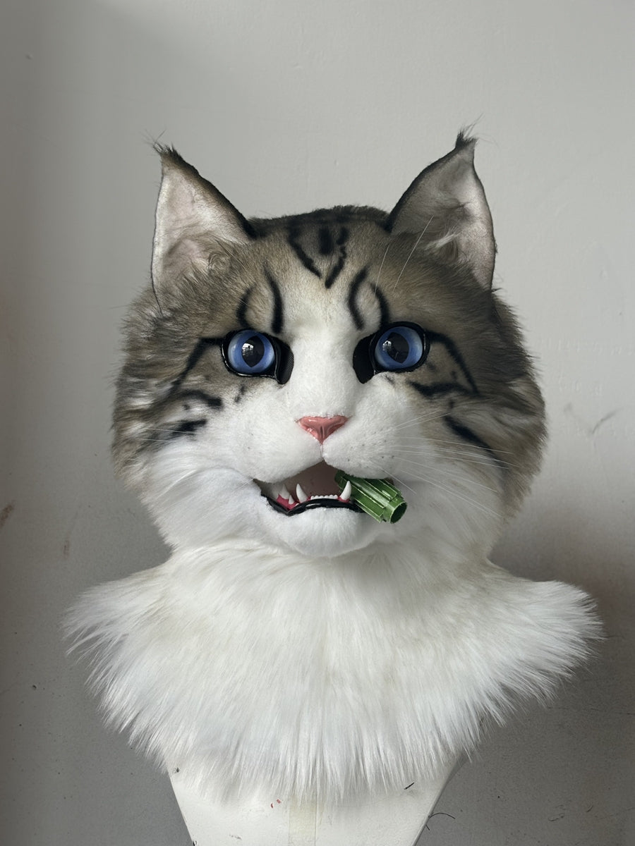 [Premade] Little Cat Realistic Fursuit Head Movable Jaw Headpiece Furry Costumes