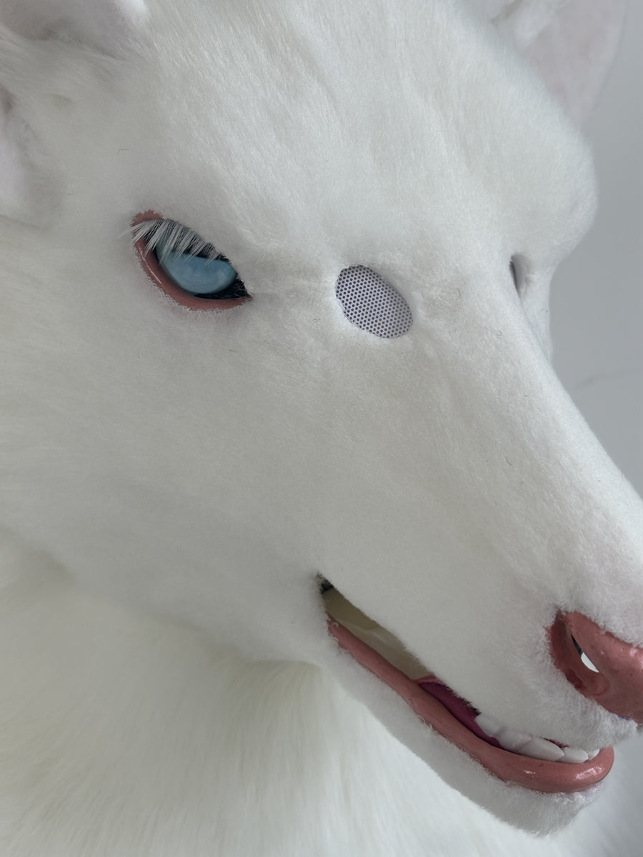 [Premade] White Deer Realistic Fursuit Head Movable Jaw Headpiece Furry Costumes
