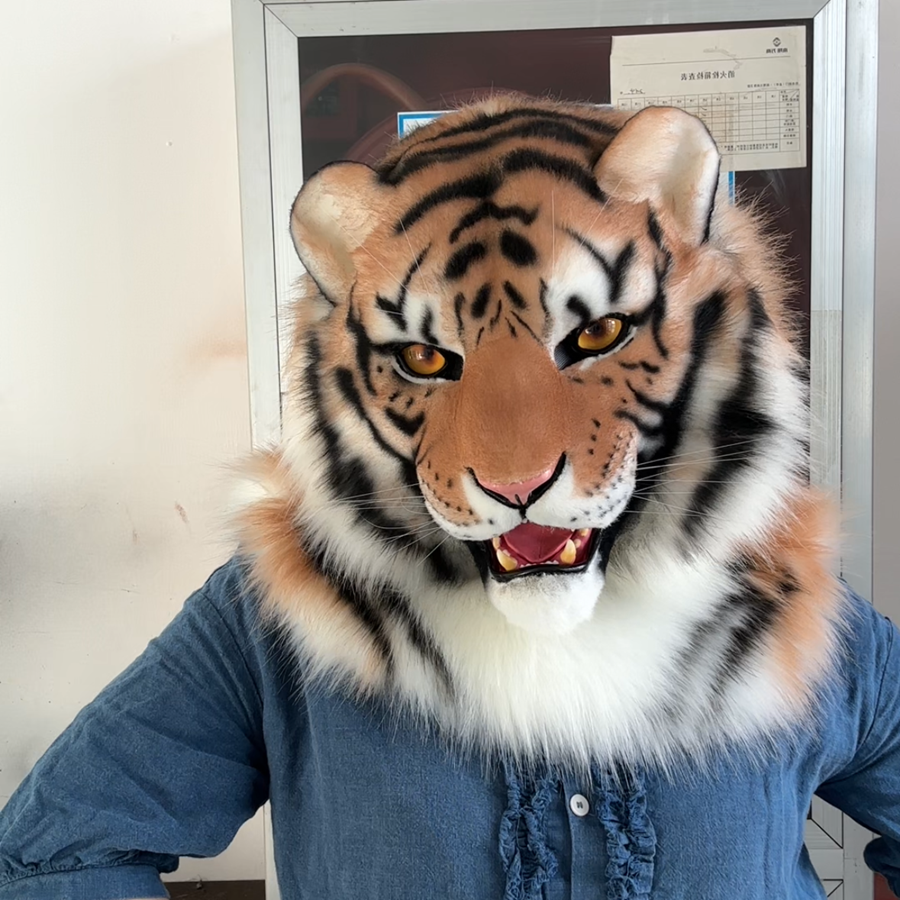 [Premade] Tiger Realistic Fursuit Head Movable Jaw Beast Headdress Costumes
