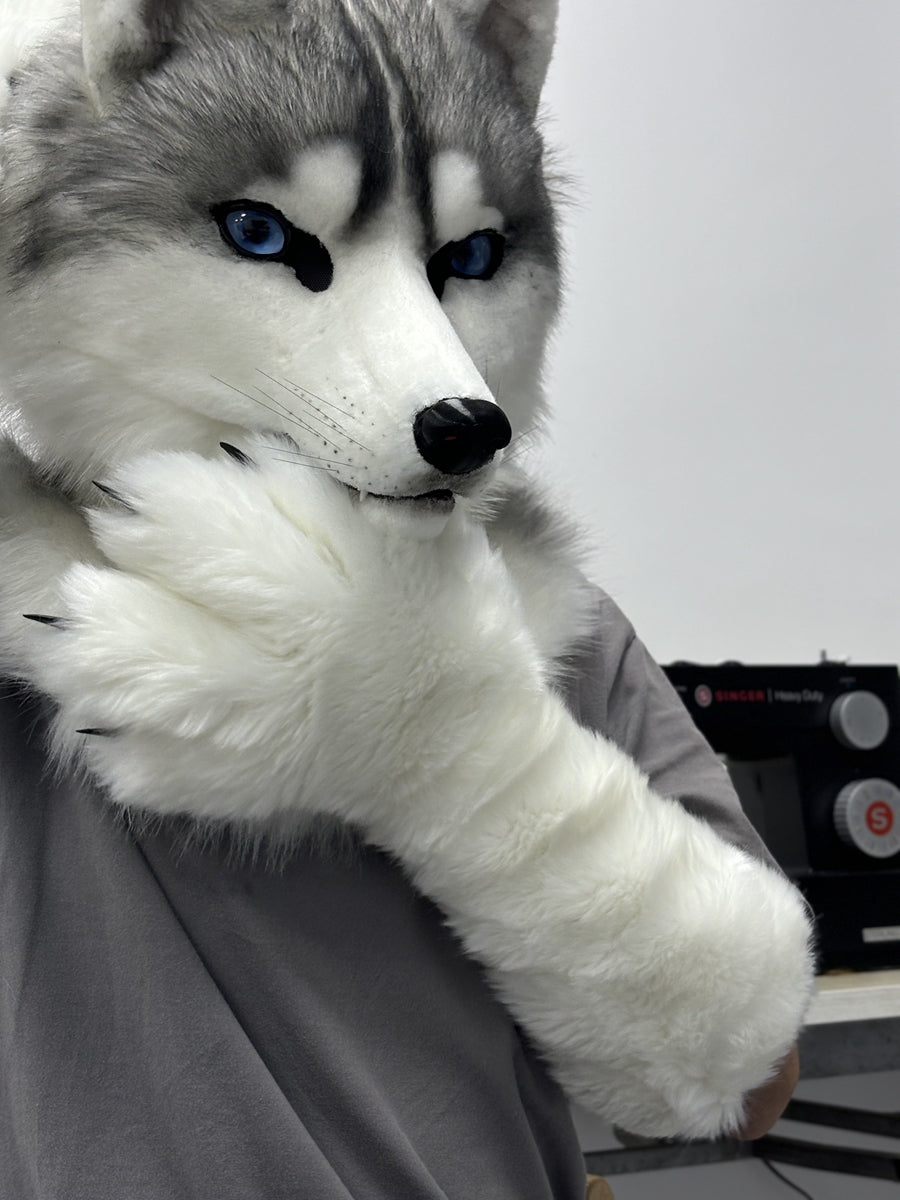 [Premade]Husky Dog Movable Jaw Realistic Fursuit Head and Paws Costumes Headdress