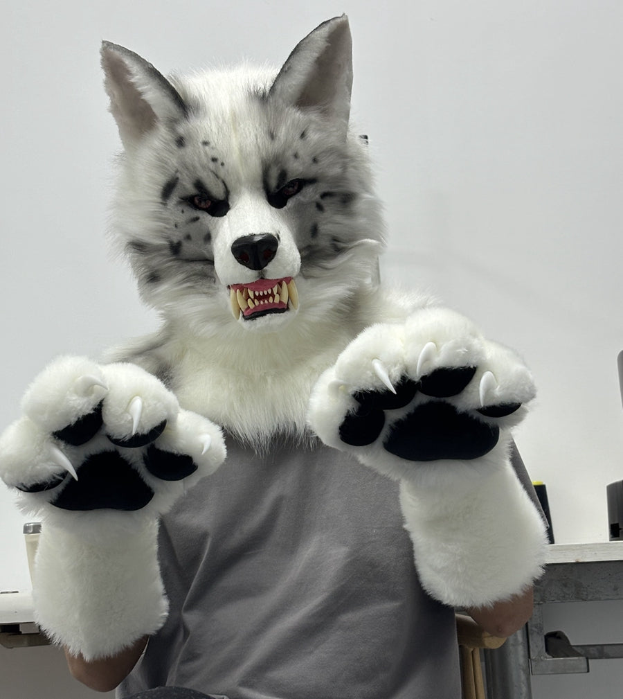 [Premade]Snarl Border Collie Dog Semi Realistic Fursuit Head and Paws Movable Jaw