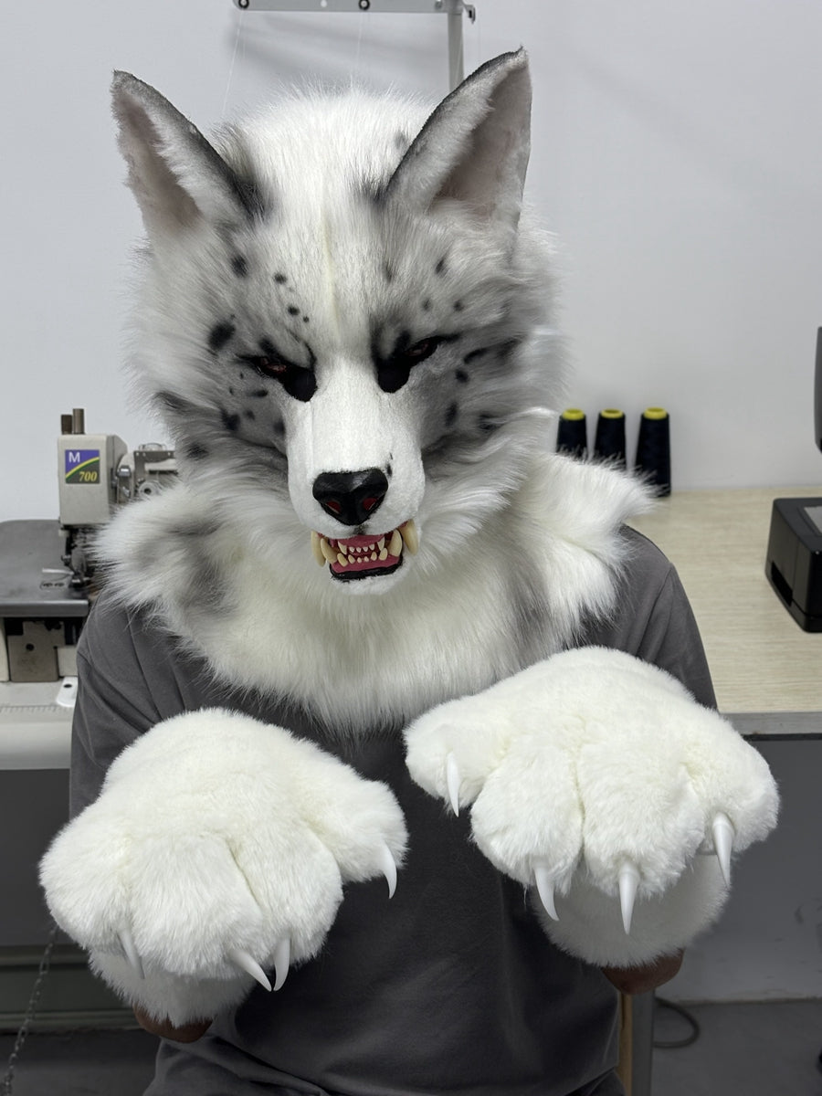 [Premade]Snarl Border Collie Dog Semi Realistic Fursuit Head and Paws Movable Jaw
