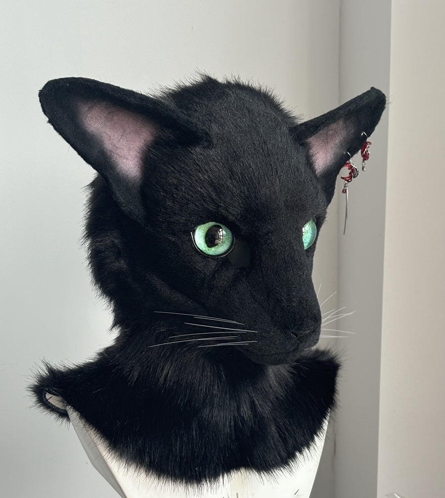 [Premade] Oriental Shorthair Cat Realistic Fursuit Head Movable Jaw