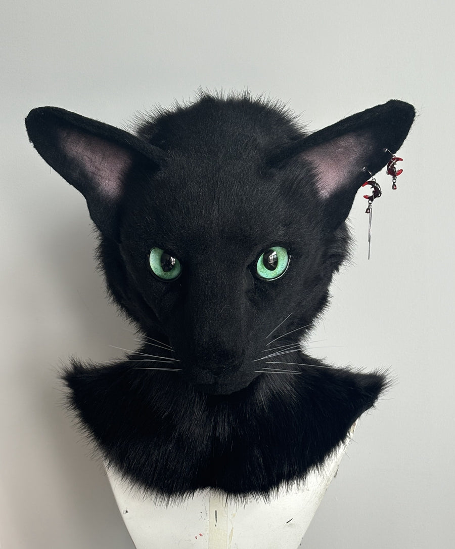[Premade] Oriental Shorthair Cat Realistic Fursuit Head Movable Jaw