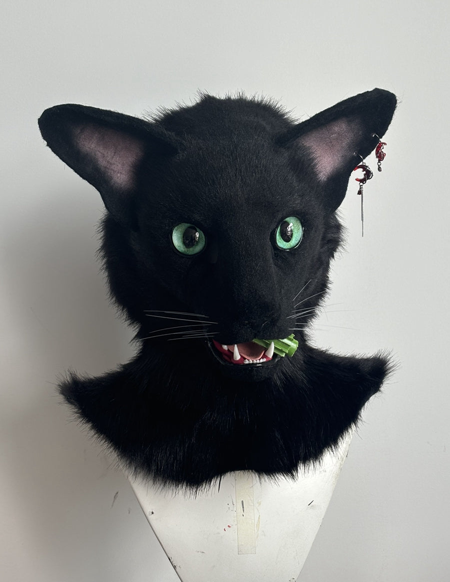 [Premade] Oriental Shorthair Cat Realistic Fursuit Head Movable Jaw