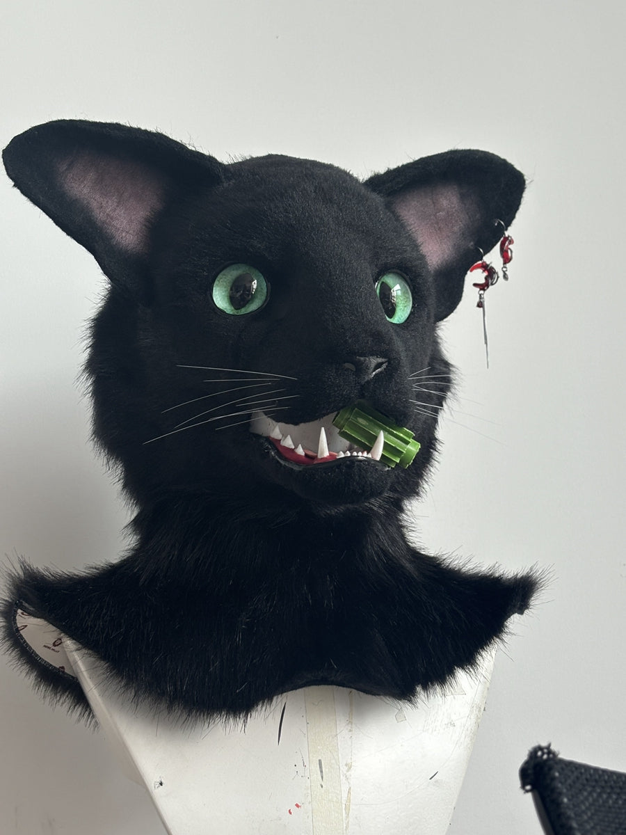 [Premade] Oriental Shorthair Cat Realistic Fursuit Head Movable Jaw