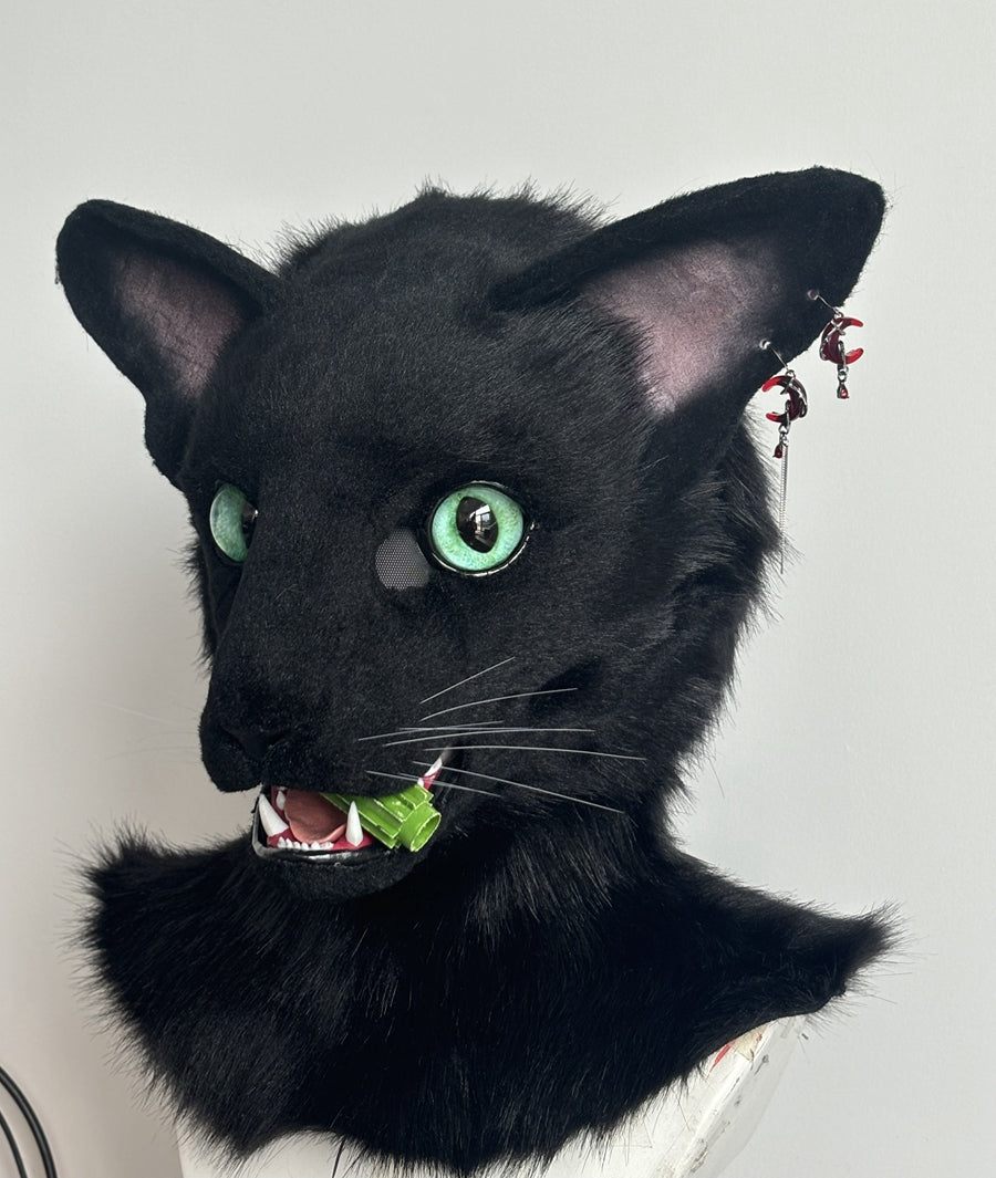[Premade] Oriental Shorthair Cat Realistic Fursuit Head Movable Jaw