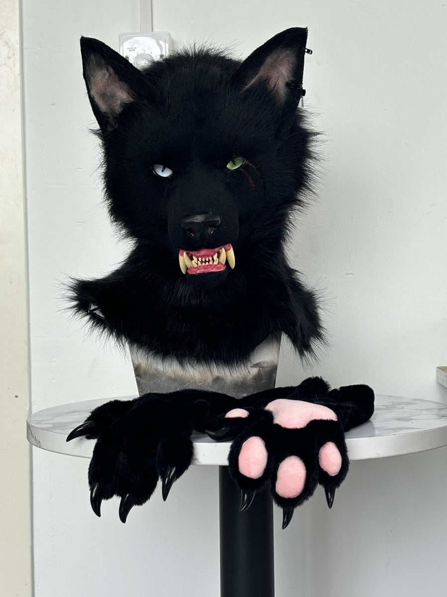 [Premade]Snarl Dog Movable Jaw Realistic Fursuit Head and Paws Costumes Headdress