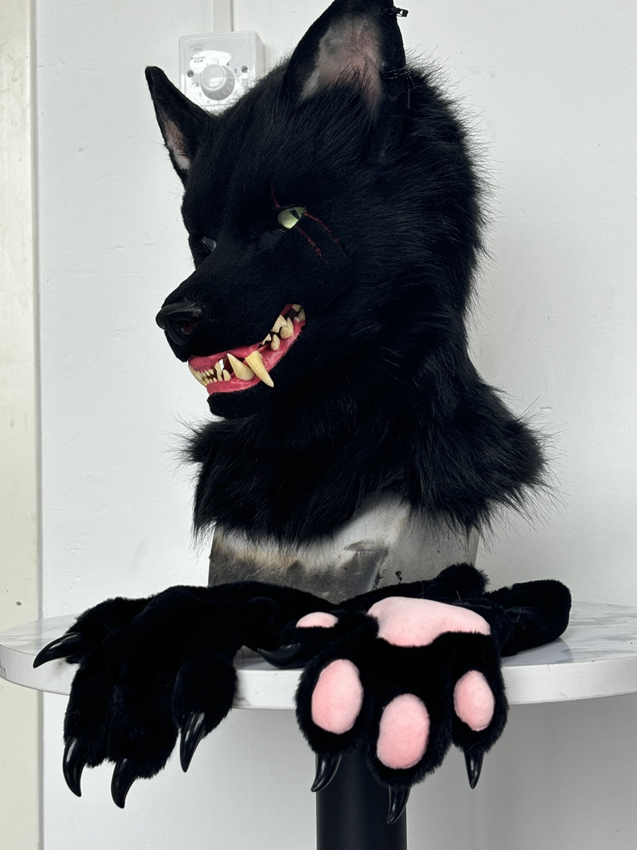 [Premade]Snarl Dog Movable Jaw Realistic Fursuit Head and Paws Costumes Headdress