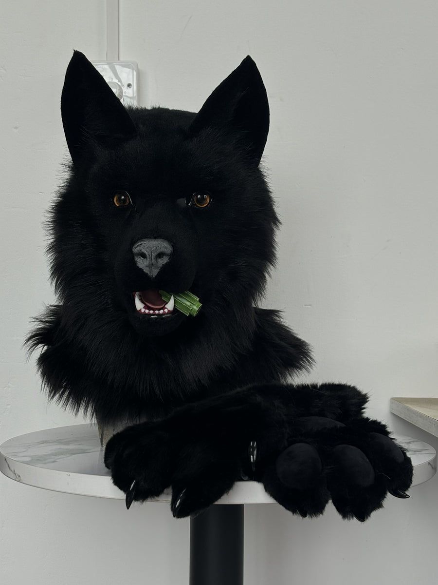[Premade] German Shepherd Realistic Fursuit Head and Paws Movable Jaw