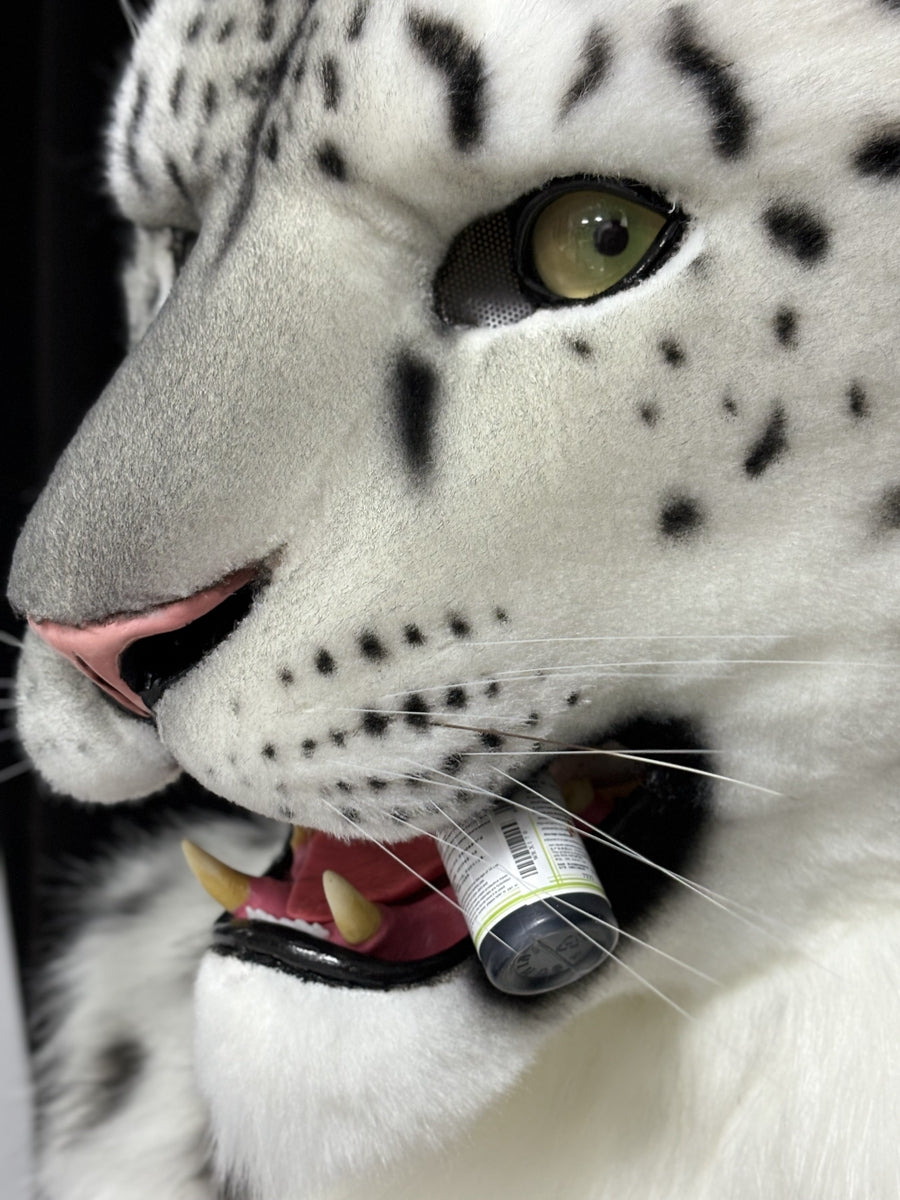 [Premade] Snow Leopard Realistic Fursuit Head Movable Jaw Beast Headdress Costumes