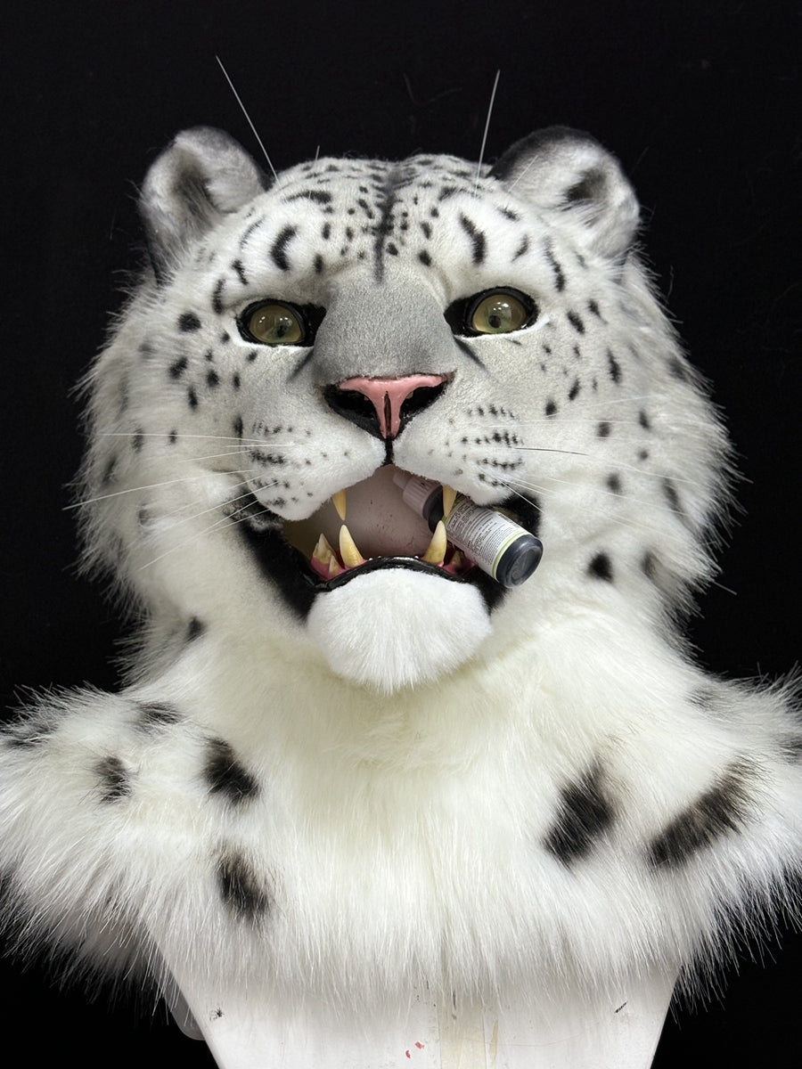 [Premade] Snow Leopard Realistic Fursuit Head Movable Jaw Beast Headdress Costumes