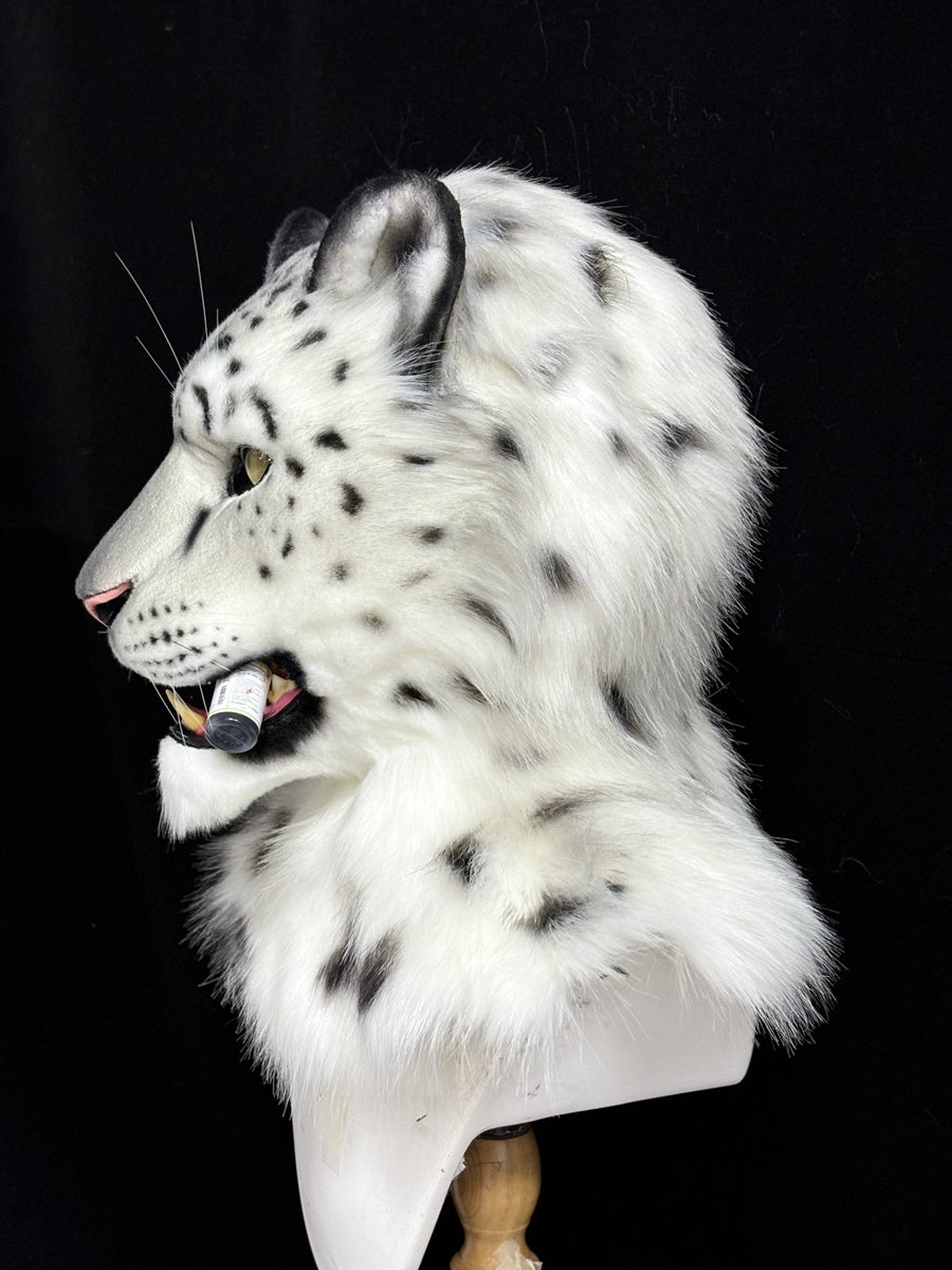 [Premade] Snow Leopard Realistic Fursuit Head Movable Jaw Beast Headdress Costumes