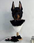 Doberman Realistic Fursuit Head and Paws Movable Jaw Furry Headdress Costumes