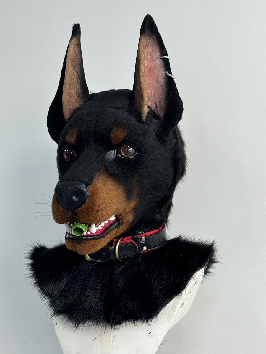 Doberman Realistic Fursuit Head and Paws Movable Jaw Furry Headdress Costumes