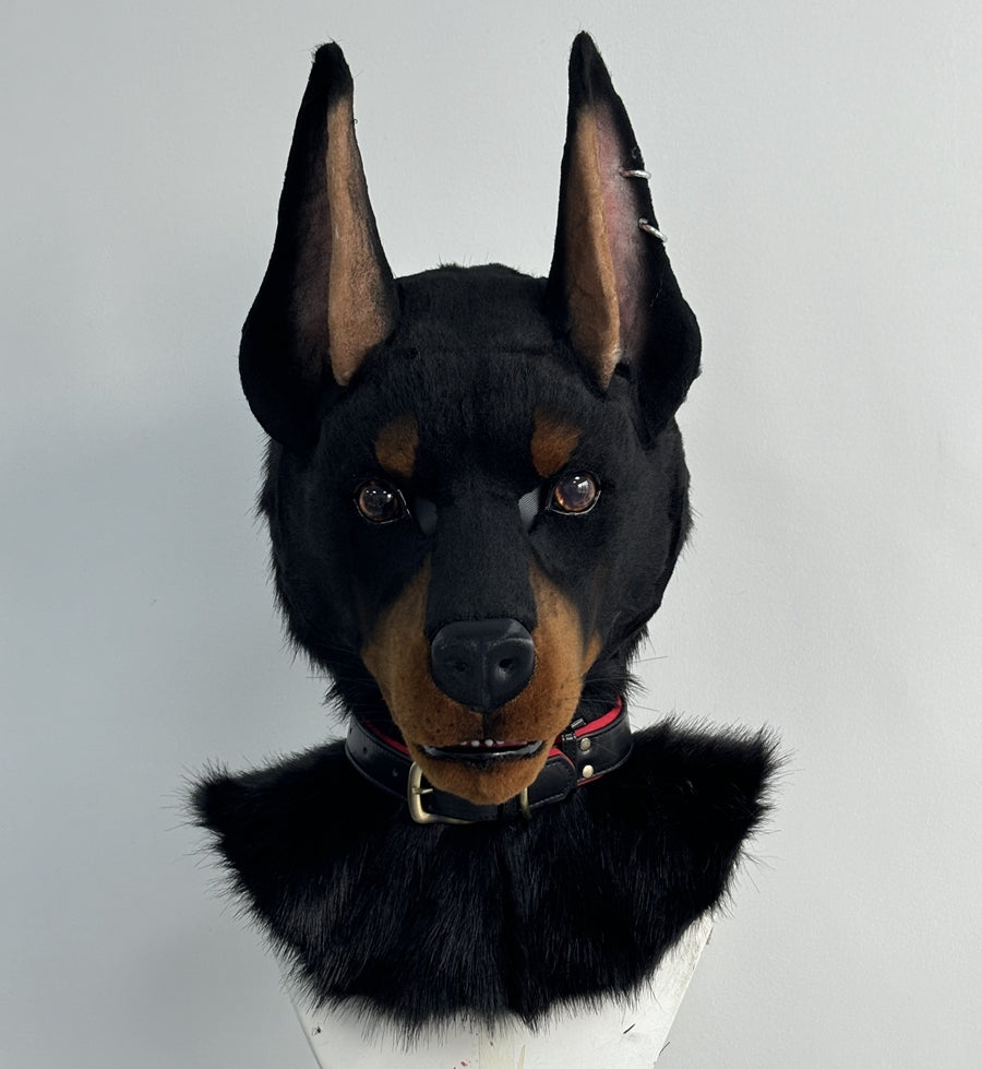 Doberman Realistic Fursuit Head and Paws Movable Jaw Furry Headdress Costumes