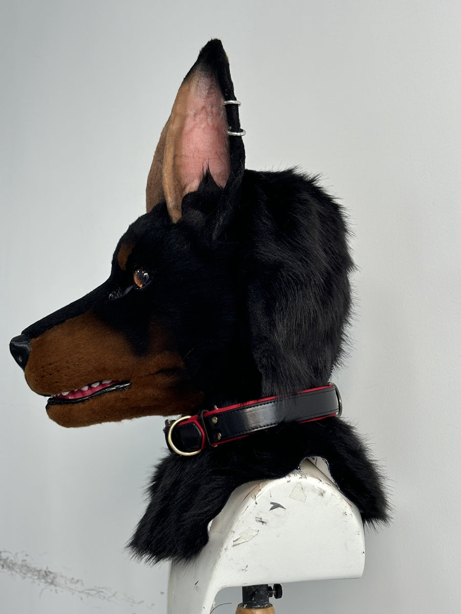 Doberman Realistic Fursuit Head and Paws Movable Jaw Furry Headdress Costumes