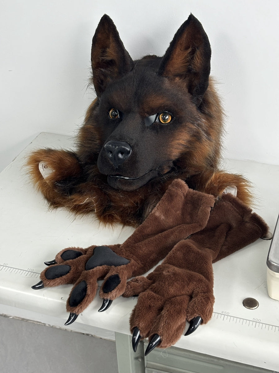[Premade] German Shepherd Realistic Fursuit Head and Paws Movable Jaw